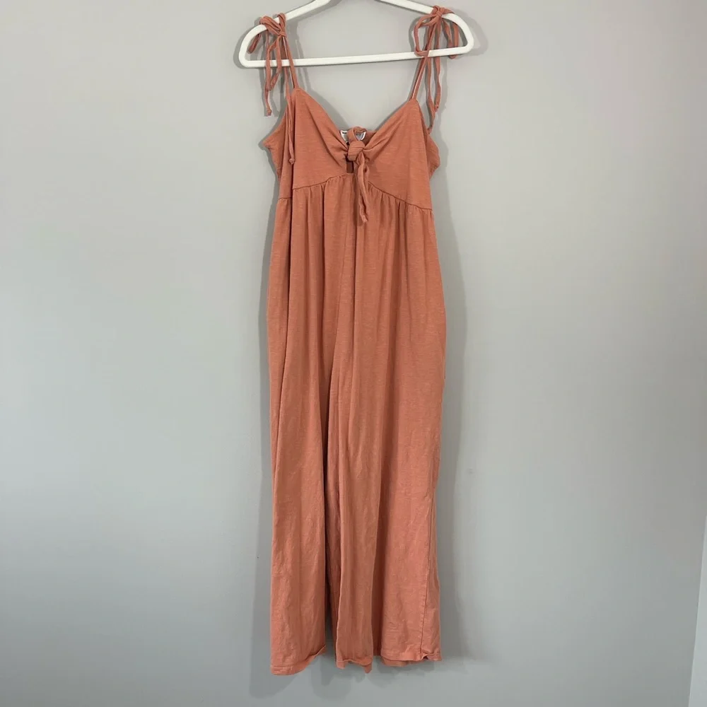ASOS Apricot Peach Tie Front Swing Wide Leg Jumpsuit - Picture 4 of 13